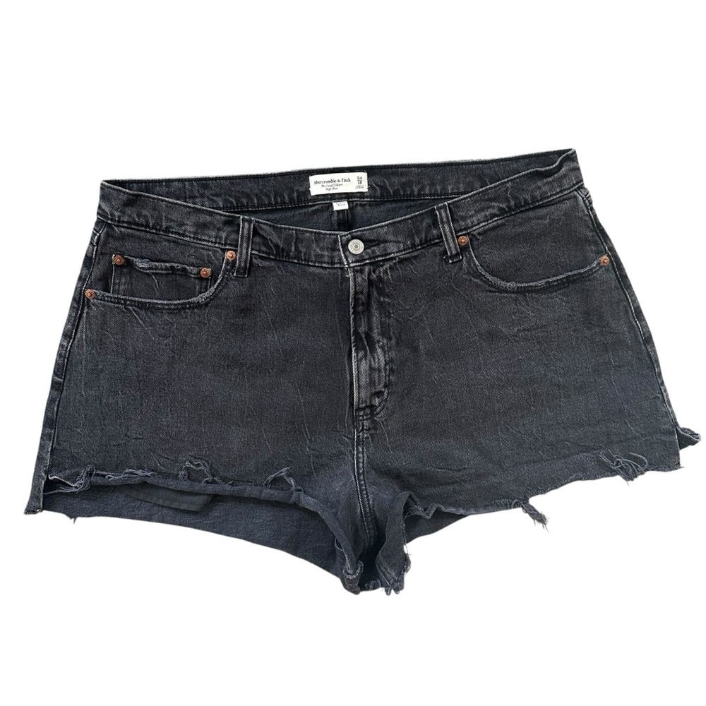 Abercrombie & Fitch The Cutoff Black Denim Shorts High Rise Curve Love 34/18